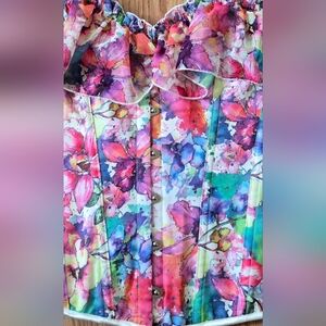 Floral Watercolor Corset Top